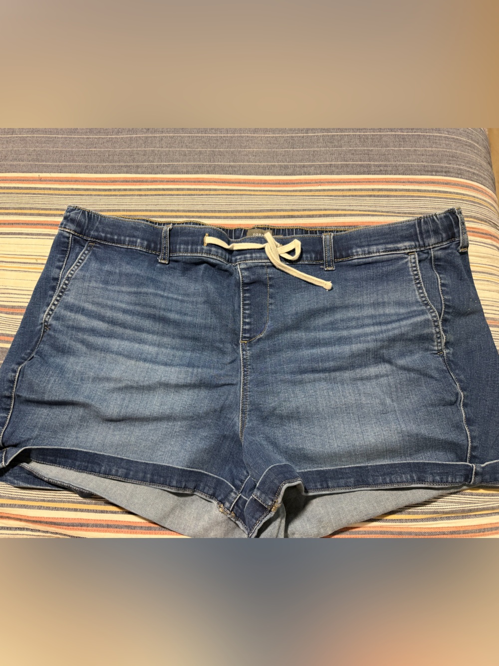 torrid Blue Washed Denim Relaxed Shorts with Drawstring